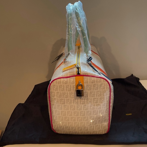 SOLD Fendi Ivory Grey Sequin Multicolour Patent Detail Boston Bag (New) - Picture 8 of 15